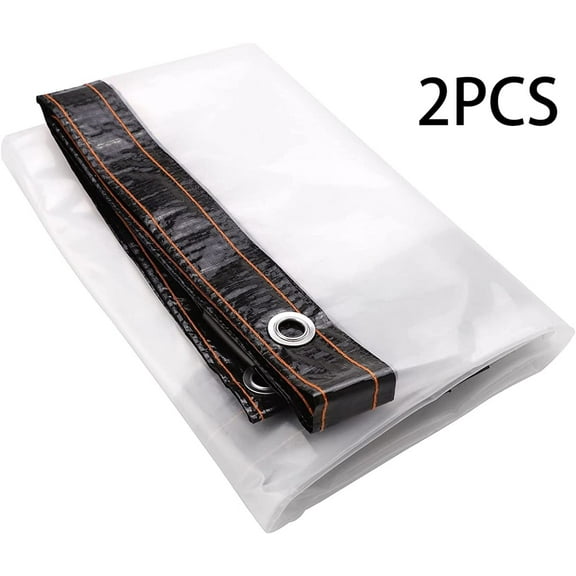 Transparent 2 Pcs Tarp Waterproof 3x3Ft,Casewin Clear Tarpaulin Cover Waterproof, Tarps Heavy Duty Waterproof, with Metal Grommets, Reinforced Corners with Grommets, Multi-Purpose Tarp