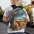 thumbnail image 6 of Pofeuu Artistic Starry Sky Cloud Dog Print Laptop Backpack Travel Canvas Backpack for School Lightweight and Comfortable Backpack College Backpack Schoolbag, 6 of 6