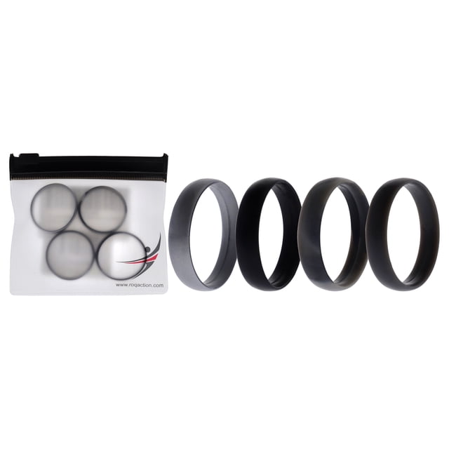 Juego de anillos lisos de silicona para bodas de 6 mm - Black Camo de ROQ para hombres - Anillo de 4 x 14 mm