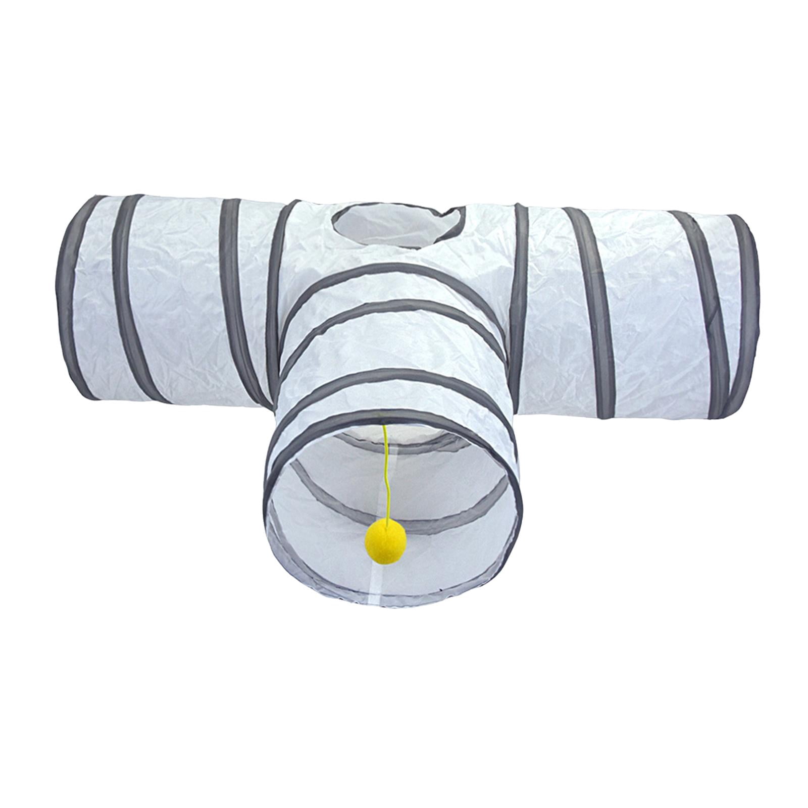 Collapsible Cat Tunnel Tube T Shape Pet Tunnel Scratch Resistant with Top Hole, with Play Ball, Kitten Playing Toy for Cats Indoor Exercising