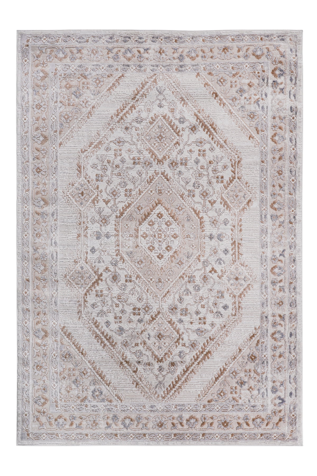 2'x3' Cream/Ivory Bordered Area Rug, Non-Shedding Stain Resistant Medium Pile Rug, Kid & Pet Friendly for Living Room Bedroom Entryway