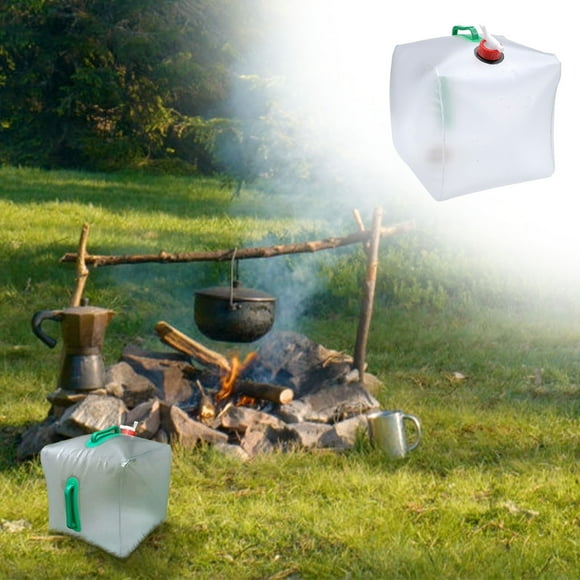 Xihbxyly Bolsa de Agua para Acampar Al Aire Libre, Botella de Agua Plegable de Pvc de 10 L, Diseño de Plástico Transparente, Portátil con Asa, Ideal para Senderismo y Ayuda En Caso de Desastres, Fáci