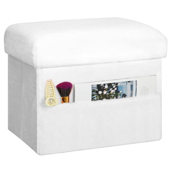 Otomana de almacenamiento en forma de cubo FaiPue, pequeña, blanca, con capacidad de almacenamiento, 42 L