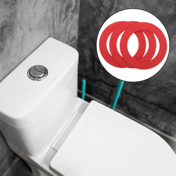 Raindrops Toilet Tank Valve Washers, Red Rubber Replacement Parts, 3 Pieces for Flush Performance