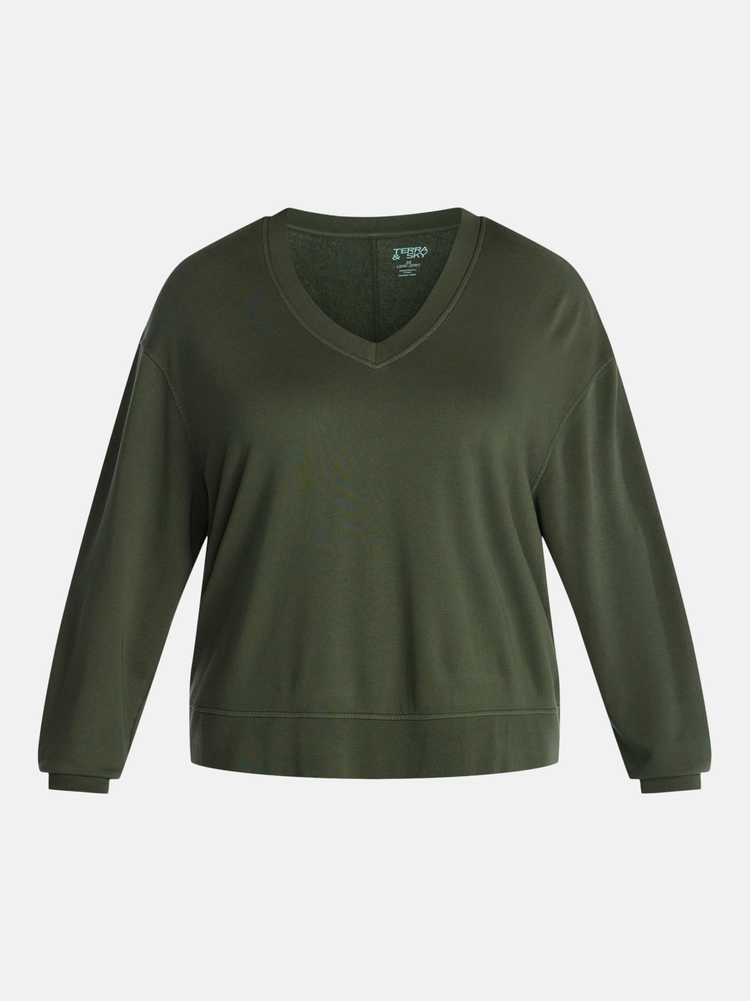 Terra & Sky Women's Plus V-Neck Sweatshirt, Sizes 0X-5X