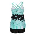 thumbnail image 5 of LEBONYARD Trendy Women's Two-Piece Swimsuit for Beach Fun,Ladies Fashion Multicolor Leaf Print Black Cutout Pants Sling Women's Split Swimsuit Blue M, 5 of 6