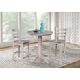 thumbnail image 3 of 30" Round Solid Wood Pedestal Table in Washed Gray Taupe & 2 Stools, 3 of 6