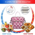thumbnail image 4 of Pink Plaid Baseball Pattern Womens Lunch Box for Work,Insulated Large Lunch Bag for Tween and Teen,Loncheras Para Mujer,Leakproof Adult Lunch Bag for Work,Beach,Travel,Picnic,Camping, 4 of 7
