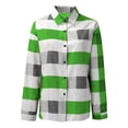 thumbnail image 3 of Uhndy Women's Plus Size Button Down Plaid Tops Casual Loose Long Sleeve Shirts Plaid Shirt Womens Green 5XL, 3 of 4