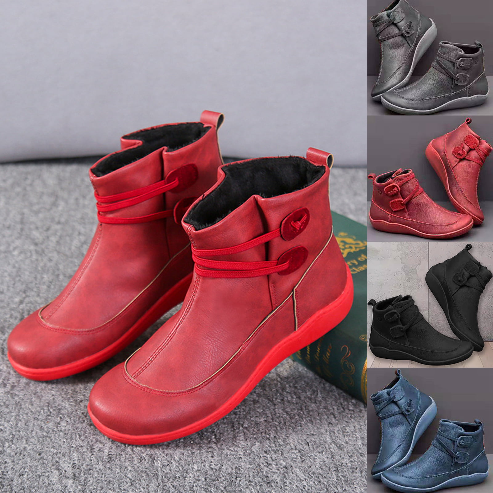 Buildtough New and Imported Square Heel Ankle Boots for Women Red :  Amazon.in: Shoes & Handbags