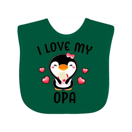 

Inktastic I Love My Opa with Cute Penguin and Hearts Gift Baby Girl Bib