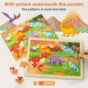 SYNARRY Large Wooden Puzzles for Kids 6-in-1 Gift Box(Each 60 pcs), FSC Certified, Educational Jigsaw Puzzle for Preschool Kids Ages 3-6, Wooden Puzzles for Boys Ages 3-8