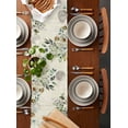 thumbnail image 2 of Table Runner Dresser Scarves 70 Inch Long,Blossom Daisy Flower Green Leaves Linen Dining Table Runners Botanical Foliage on Vintage Letter Tabletop Scarf for Wedding Holiday Party Kitchen, 2 of 9