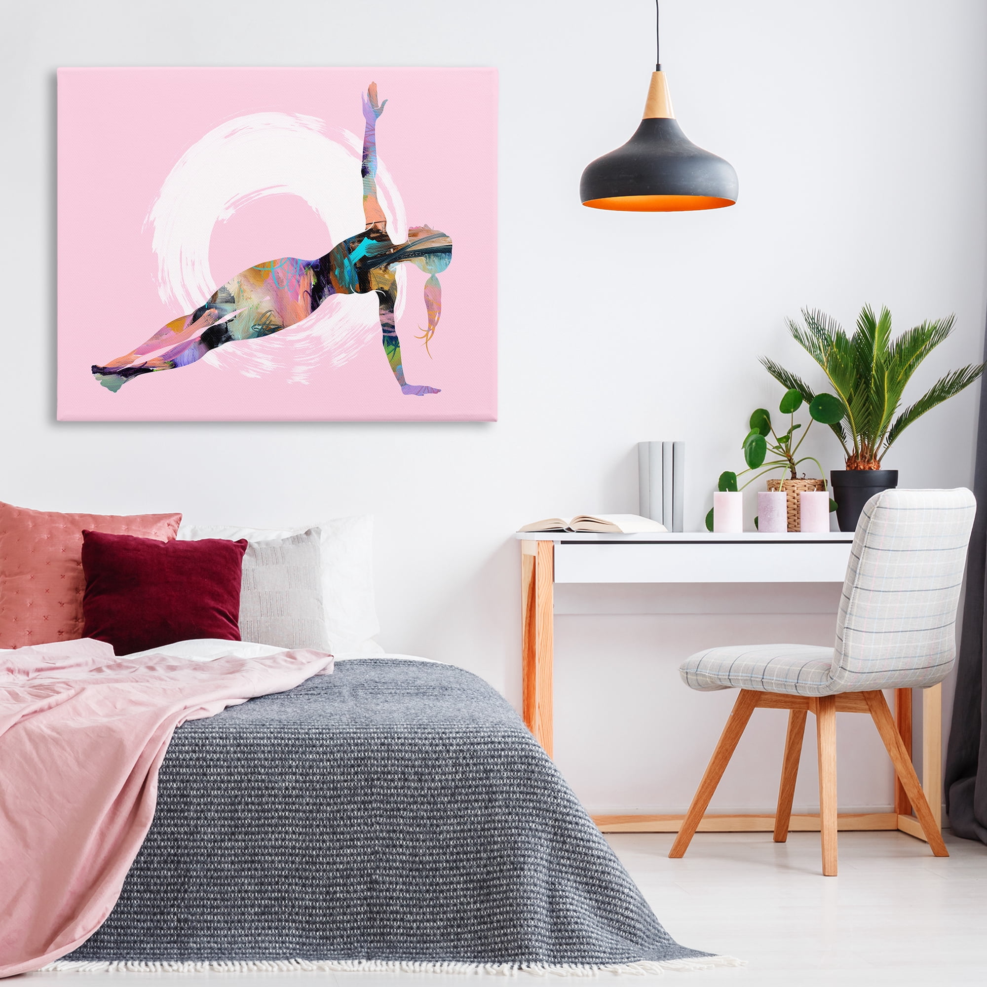 Stupell Industries Abstract Yoga Exercise People Painting Wrapped Canvas Art Print Wall Art, 48 x 36