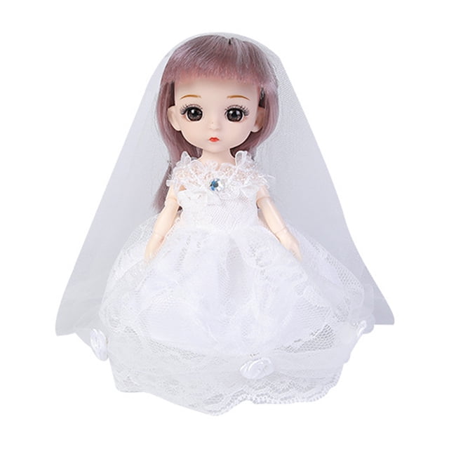 Fiudx Ofertas flash del día solo en línea Mini muñeca de 6 pulgadas con 13 articulaciones móviles para niña, ojos grandes, hermosa muñeca de juguete DIY con ropa, vestido, muñeca de moda