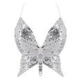 thumbnail image 3 of Y2k Butterfly Sequin Crop Top Women Summer Backless V Neck Sexy Club Costume Outfits Festival Clothes New Bandage Bra Tops 2022One Size, 3 of 5