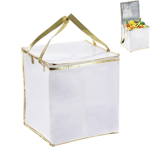 Large Capacity Insulated Bags Tutuviw Reusable Thermal Food Bags Reusable Shopping Tote with Reinforced Handles for Takeaway Picnic Grocery Shopping Keep Food Warm Drink Refrigeration(12×12×14",White)
