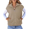thumbnail image 2 of Cardigan for Women Long Sleeve Casual Tops for Fall and Winter, Solid Color Vest Style, Winter Clothes for Women,Khaki,S, 2 of 6