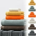 thumbnail image 1 of Juego de toallas de baño suaves absorbentes de 3 - fibra de poliéster, 34x34cm, 70x140cm - Café, gris, verde, amarillo, naranja, blanco, 1 of 7