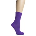 thumbnail image 4 of Hugh Ugoli Women's Bamboo Diabetic Crew Socks, Thin, Loose Fit, Soft, Wide Stretchy, Seamless Toe, 4 Pairs, Purple, Shoe Size: 6-9, 4 of 7