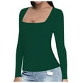 thumbnail image 2 of Women's T-Shirts Stylish Solid Color Casual Fashion Sexy Square T Shirt for Everyday Wear and, 2 of 6