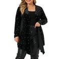 thumbnail image 1 of GRACE & GRANDEUR Women's Plus Size Long Sleeves Open Front Stars Velet Cardigan Black 3X, 1 of 5