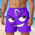 thumbnail image 2 of Men Novelty Emoji Beach Shorts - Loose Comfortable 3D Face Pattern Trousers With Vivid Graphics, Hip Hop Trendy Style Gym Shorts For Summer Trip & Street Outfit Look, 2 of 4