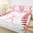 thumbnail image 4 of Erosebridal Pink Dripping Baseball Stitch & Batter Silhouette Graphic Queen Sheet Sets 4 Pieces, Sport Graphic Bed Set for Girls Kids,Breathable Home Decor, 4 of 5