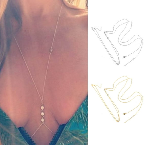 rygai Body Chain Sexy Simple Faux Diamond Inlaid Integrated Adjustable Dress Up Gift Lady Cross Bikini Belly Chain Body Jewelry Daily Wear,Silver