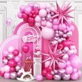 thumbnail image 1 of Kit con forma de arco con forma de guirnalda, color rosa adorado con globos en forma de estrella, 1 of 9