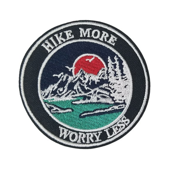Hike More Worry Less Embroidered Patch Iron/Sew-On Applique Travel Souvenir