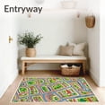 thumbnail image 3 of ODIKA 8'x10' Machine Washable Non-Slip Area Rug, Cartoon Cityscape Roadway Maze with Whimsical Vehicles and Playful High Traffic Rug, Green, 696218, 3 of 7