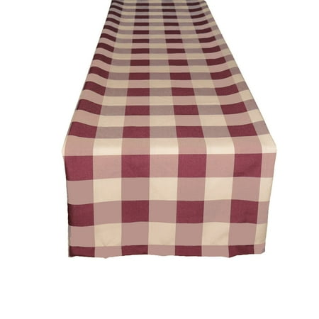 

Poplin Table Runner Buffalo Gingham Checkered Burgundy and Beige