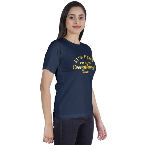 Inkmeso T-shirt à Col Rond C'est Bon, Tout Va Bien" Lettre Imprimée Top en Jersey Inspirant pour les Femmes