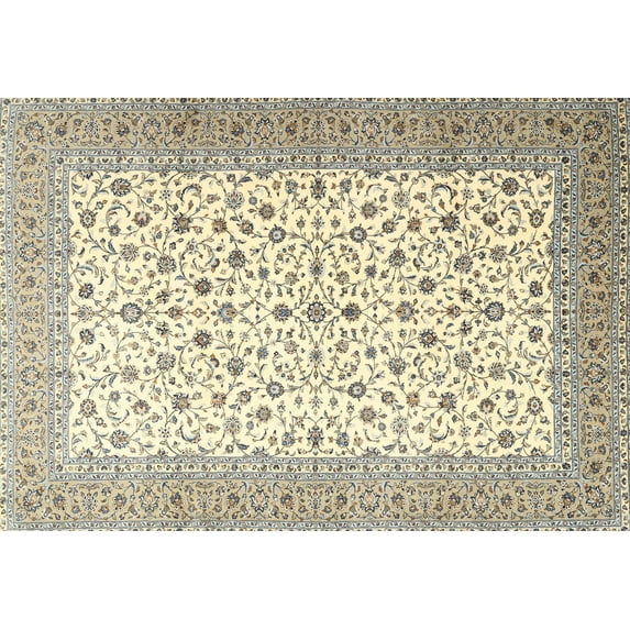 Ahgly Company Machine Washable Indoor Rectangle Traditional Khaki Green Area Rugs, 4' x 6'