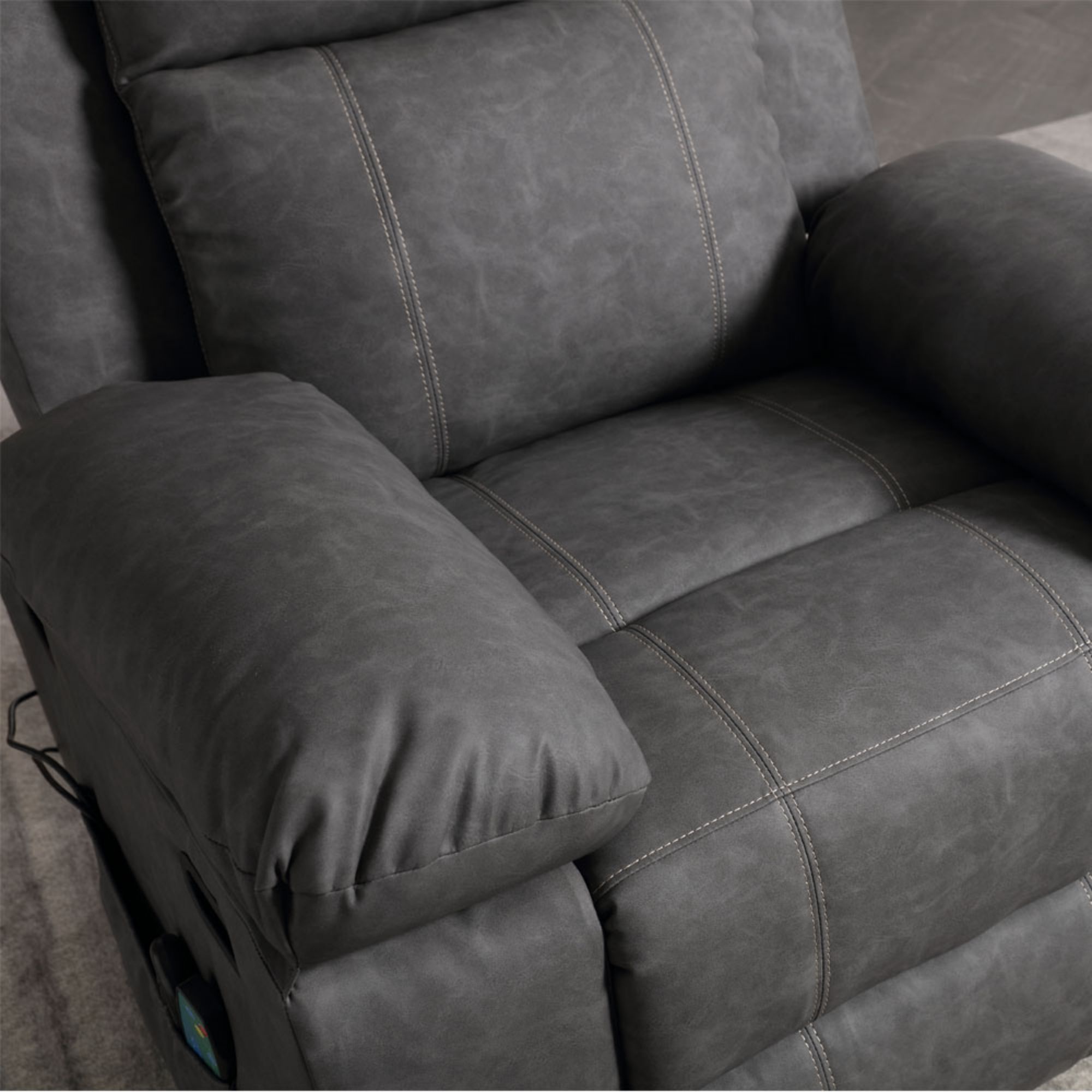 PAPROOS Recliner Chair, Electric Power Lift Recliner with Heat Therapy and Massage Function, Large Size Lift Chair with Remote and Side Pocket, Oversized Power Reclining Sofa, Gray Blue