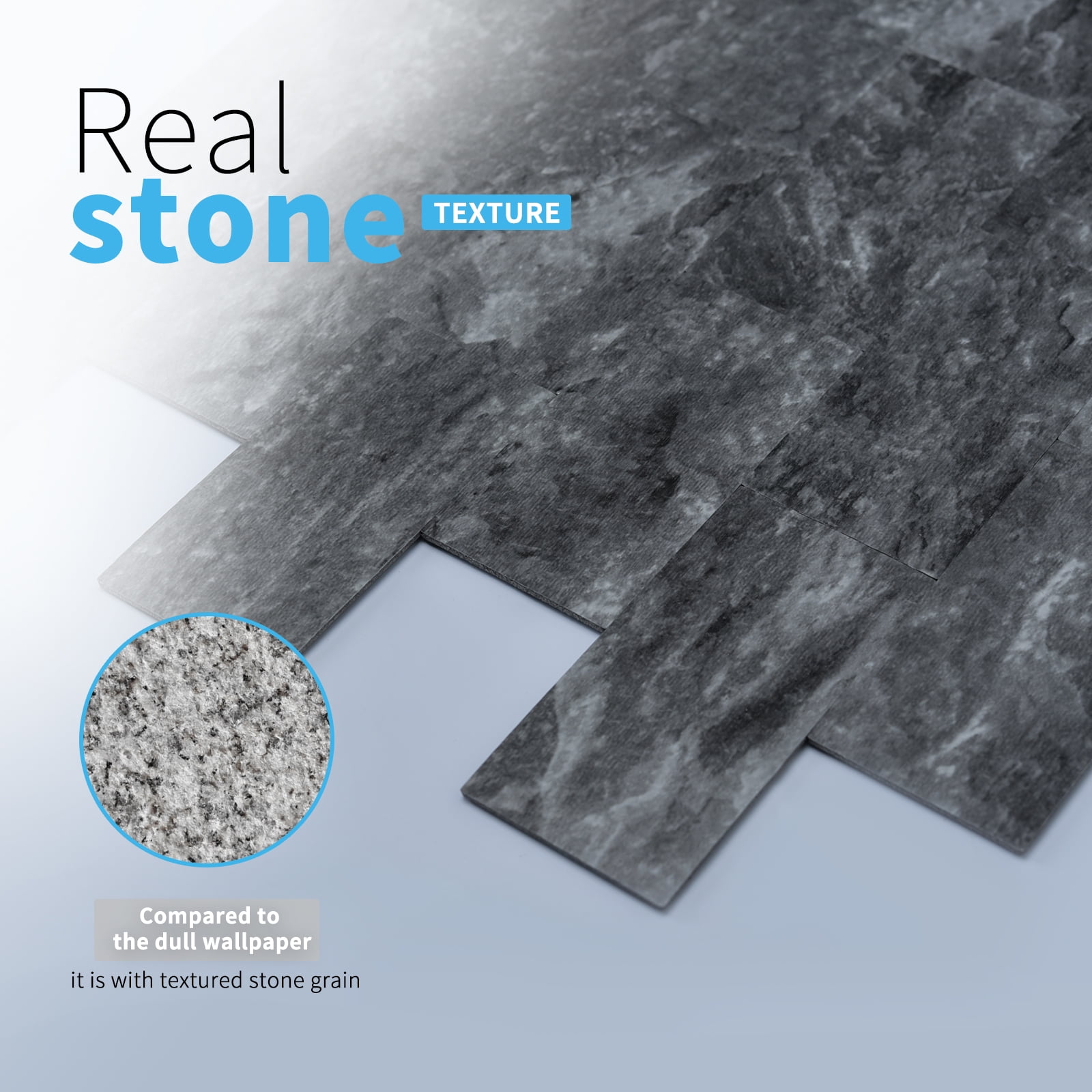 Art3d Dark-Granite PVC Peel and Stick Backsplash Tiles for Kitchen 10 Pack