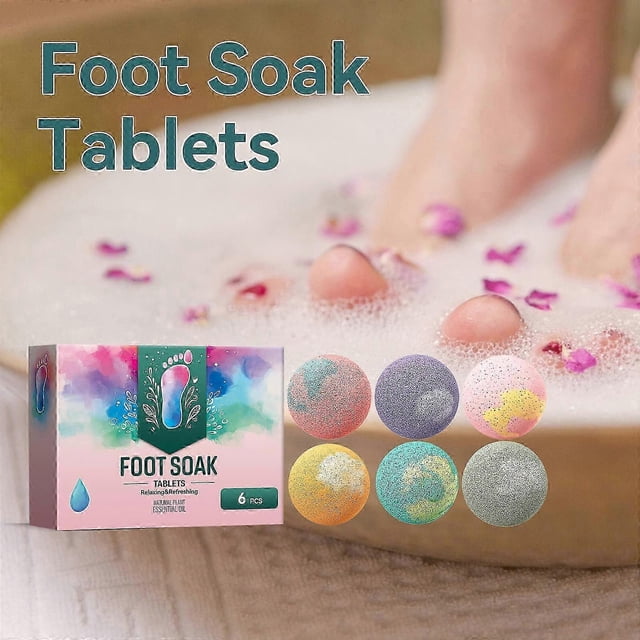 Foot Bath Bombs 6pcs,Foot Spa Bomb Rich Essential Oils for Dry Cracked, Athletes Foot, Stubborn Foot Odor Scent,Tired Sore Feet