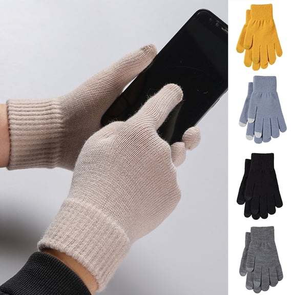 Dengjunhu 3 Pairs Unisex Winter Gloves Keep Warm Acrylic Cold Weather Knit Mitten for Students