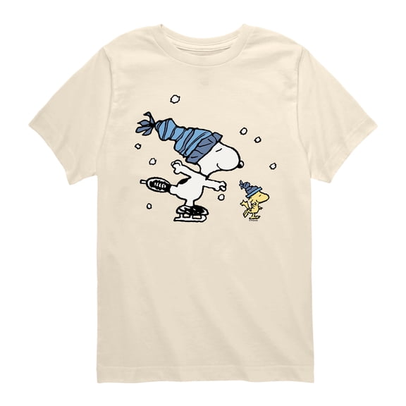 Peanuts - Ice Skating - Youth Boys Short Sleeve Graphic T-Shirt