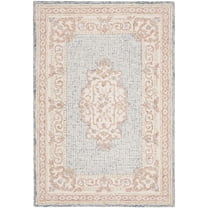 SAFAVIEH Aubusson Toby Floral Bordered Wool Area Rug, Blue/Ivory, 4' x 6'