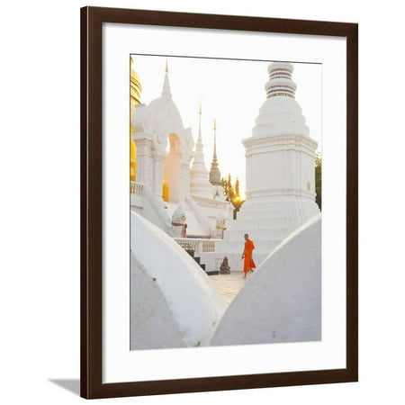 Buddhist Monk Walking around Wat Suan Dok Temple in Chiang Mai, Thailand, Southeast Asia, Asia Framed Print Wall Art By Matthew