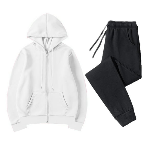 Bpmpbo Couples Two-Piece Set Fleece Lined Zip Up Hoodie and Jogger Pants, Matching Winter Sweatsuit for Men and Women