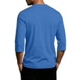 thumbnail image 3 of 3/4 Sleeve Shirt Men Casual comfort Crewneck Baseball solid T-Shirts Fall Sport Athletic Basic Going Out Tops Royal Blue S, 3 of 5