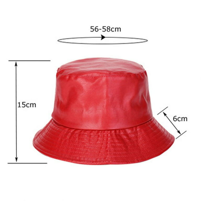 Womens And Mens Bucket Hat Pu Leather Fishermen's Hat Casual Basin Solid  Color Outdoor Hop Boonie Hats For Women