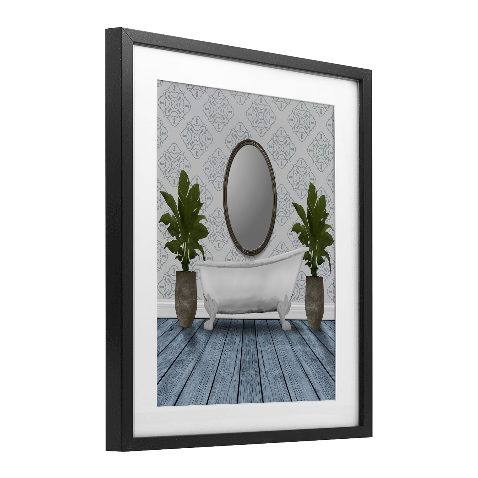 Stupell Industries Restful Wash Bathtub Black Framed Print Under Glass, design by Marcus Prime