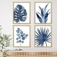 thumbnail image 2 of PixonSign 4 PCS Adhesive Canvas Poster Watercolor Blue Tropical Leaves Framed Wall Art Nature Wilderness Digital Modern Art Decorative Botanical Floral Elements Print Set - 8"x10" Natural, 2 of 5