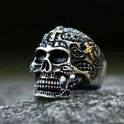 ZMY Home Stainless Steel Skull Ring with Cross Perfect for Gothic Fashion and Biker Style Jewelry (11)