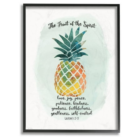 Pineapple Home Decor The Stupell Home Decor Collection The Fruit of the Spirit Multicolored Pineapple Framed Giclee Texturized Art ()