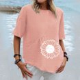 thumbnail image 2 of Moda Mujer Verano Casual Manga Corta Cuello Redondo Estampado Blusa Camiseta Wmkox8yi bvn1278, 2 of 4